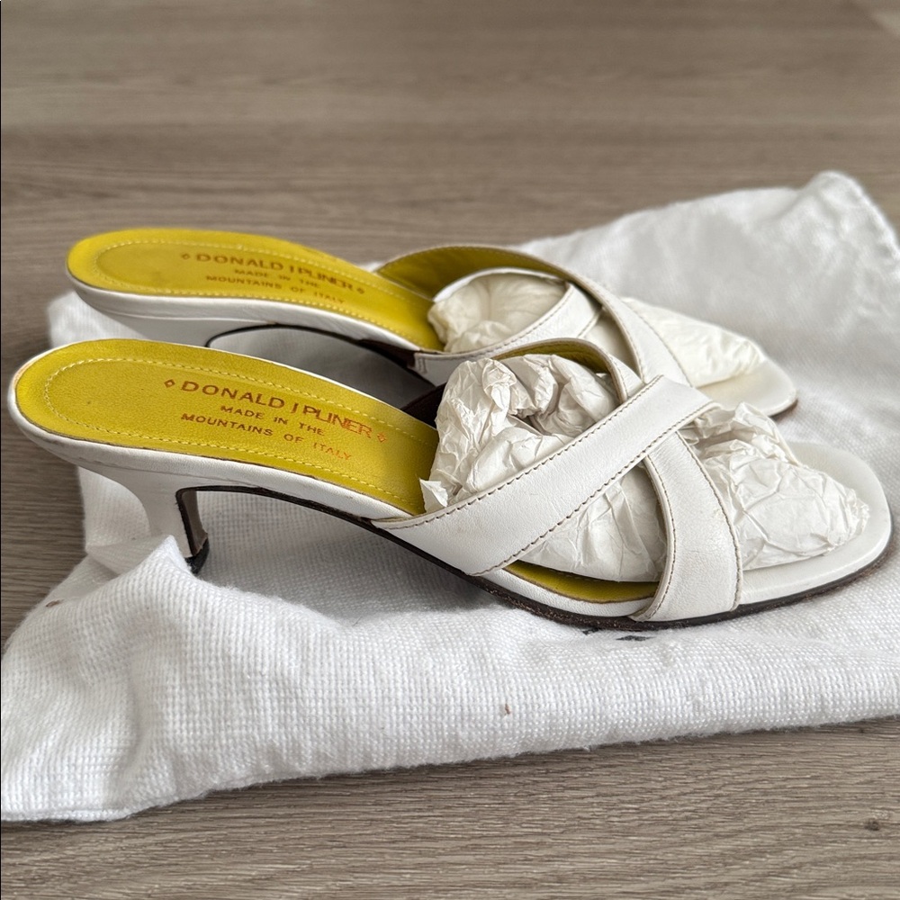 Donald Pliner White Leather Sandals - Picture 2 of 5